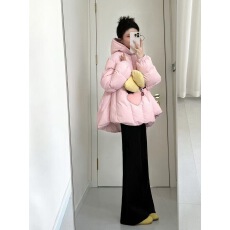 批发小众不撞款<b class='q'>可爱</b>粉色立体装饰连帽长袖棉服<b class='q'>女装</b>秋冬季宽松显瘦外套
