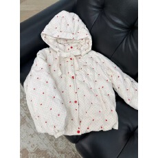 批发2025冬季新款韩系甜美蝴蝶结波点红爱心<b class='q'>印花</b>连帽棉服女面包服<b class='q'>外套</b>