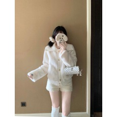 批发法式温柔甜美风百搭保暖加厚毛茸茸<b class='q'>冬</b>日氛围感设计针织开衫毛衣