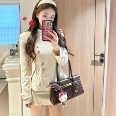 批发贵气千金风精致套装裙小香风收腰显瘦开衫外套+纯欲风流苏半身裙