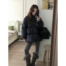 批发<b class='q'>韩版</b>黑色A字裙摆棉服外套女加厚保暖小众设计感百搭棉衣面包服ins