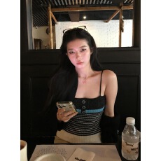 批发两件套 费尔酒庄 撞色<b class='q'>小香</b>风抹胸吊带上衣慵懒针织开衫外套<b class='q'>套装</b>