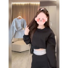 批发套装卫衣2025圆领宽松新款休闲时尚两件套半身裙短裙