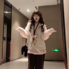 批发两件/套装小个子甜美学院风粉色套头毛衣搭配羊羔绒开衫马甲新款