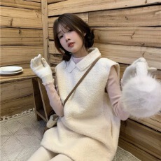 批发韩系娃娃领毛呢背心连衣裙女2025<b class='q'>秋</b>冬小个子减龄叠穿百搭气质短裙