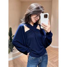 批发韩系交叉挂脖式<b class='q'>背心</b>开衫长袖两件套上衣女新款高级巨好看小众套装