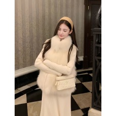 批发巴黎日记秋冬新款环保狐狸毛皮草女年轻短款马甲韩版立领毛毛外套