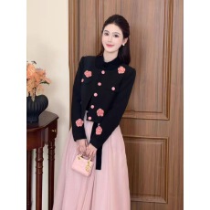 批发法式小香风气质撞色套装2025加棉加厚外套<b class='q'>连衣裙</b>两件套