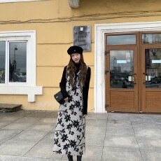 批发国风墨画V领复古提花<b class='q'>连衣裙</b>2025秋设计气质无袖背心裙长裙两件套