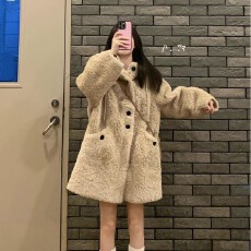 批发2025秋冬季羊羔毛外套女连帽新款小个子<b class='q'>中长款</b>保暖大衣加厚