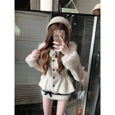 批发法式名媛千<b class='q'>金</b>小香风收腰毛呢外套秋冬新款高腰包臀半身裙两件套女