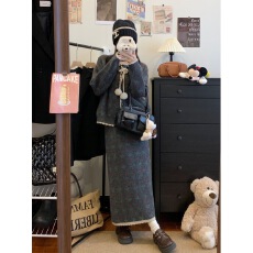 批发法式复古风花边<b class='q'>套装</b>女夏季2025新款系带毛衣外套半身裙针织两件套