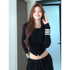 批发美式复古小众开衫长袖<b class='q'>t</b><b class='q'>恤</b><b class='q'>女</b>春秋修身显瘦慵懒风松弛感休闲上衣潮