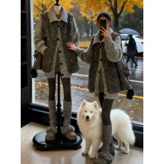 批发套装女秋冬新款复古时尚马甲外套叠穿翻领针织毛衣开衫两件套韩系