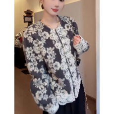 批发复古法式拼接<b class='q'>蕾丝</b>花边短外套2025秋冬新款小个子时髦洋气上衣长袖