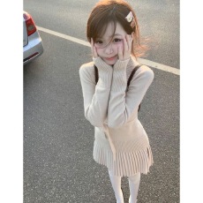 批发套装女2025秋季新款韩系甜妹v领收腰显瘦毛衣蕾丝<b class='q'>吊带</b>高腰半身裙