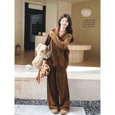 批发慵懒风毛绒马甲针织毛衣<b class='q'>长裤</b><b class='q'>套装</b>女秋季气质名媛松弛感复古三件套