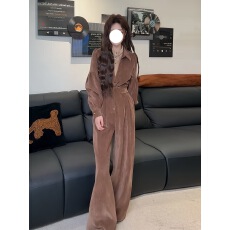 批发港风气质时尚套<b class='q'>装</b>女2025秋冬新款假两件<b class='q'>衬衫</b>上衣高腰垂感阔腿长<b class='q'>裤</b>