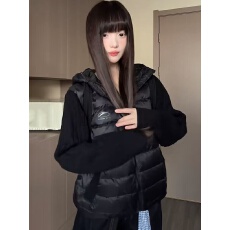 批发韩系学院时尚设计麻花针织拼接连帽棉服女2025冬季百搭防寒棉衣潮