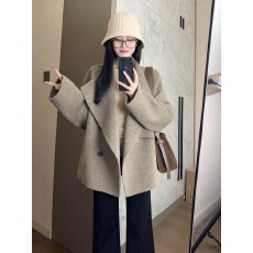 批发韩系羊<b class='q'>毛呢</b>子大衣女2025新款小个子宽松<b class='q'>毛呢</b>外套气质秋冬款慵懒风