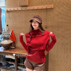 批发2025秋冬新款法式温柔千金风斗篷多巴胺秋冬修身针织<b class='q'>打底衫</b>两件套