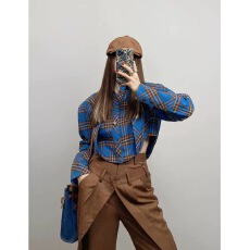 批发<b class='q'>格子</b><b class='q'>衬衫</b>女2026春季新款设计感小众法式别致长袖<b class='q'>衬衣</b>复古百搭上衣