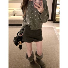 批发比例天菜灰色百搭毛呢裙裤包臀短裙<b class='q'>半身裙</b>中低腰柔软厚实