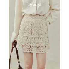 批发气质早秋新款设计感复古简约<b class='q'>百搭</b>编织镂空半身短裙a字裙