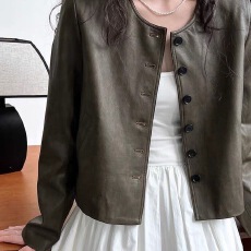 批发<b class='q'>皮衣</b>女短款外套2026春秋新款韩版百搭显瘦单排扣pu机车服皮夹克潮