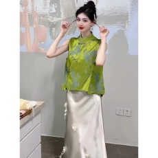 批发精致百搭新中式国风女装<b class='q'>马甲</b><b class='q'>外套</b>2025夏季新款洋气显瘦无袖上衣潮