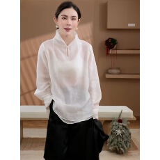 批发老钱风新中式<b class='q'>衬衫</b>女2026年春季新款极简小立领<b class='q'>气质</b>通勤高级感上衣