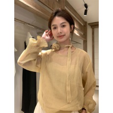 批发法式雪纺衫小衫配花朵飘带+吊带背心温柔风两件套装<b class='q'>设计</b>感一整套