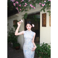 批发2026新款旗袍女夏季新款无袖长款气质高级感新中式改良修身连衣裙