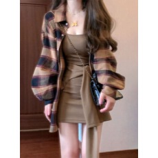 批发法式衬衫吊带<b class='q'>连衣裙</b>子女早秋季2026新款韩系氛围感穿搭一整套装裙