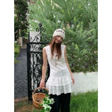 批发韩系甜美短<b class='q'>裙</b>蕾丝花边背心<b class='q'>裙</b>女<b class='q'>无袖</b>白色连衣<b class='q'>裙</b>叠穿<b class='q'>裙</b>子