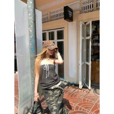 批发美式背心夏季2026新款女小个子辣妹性感条纹外穿高级短款抹胸上衣