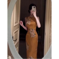 批发2026夏季新款复古无袖连衣裙新中式国风印花改良旗袍