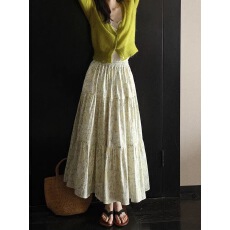 批发碎花高腰长裙显瘦百搭温柔藏肉设计感半身裙2026春季新款蛋糕裙