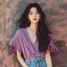 批发今年流行漂亮小衫夏季法式高级感独特别致漂亮紫色V领<b class='q'>短袖</b><b class='q'>t</b><b class='q'>恤</b>上衣