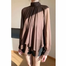 批发法式飘带<b class='q'>长袖</b><b class='q'>衬衫</b>女新款设计宽松百搭打底上衣