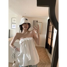批发法式外穿辣妹抹胸26年夏天新款甜欲高级感外穿宽松白色花苞上衣女