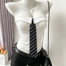 批发2026<b class='q'>春</b>装JK学院风领带胸垫女辣妹风翻领鱼骨修身显瘦外穿短款上衣