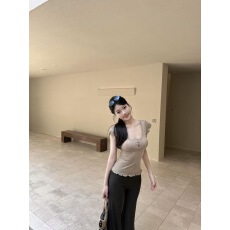 批发套装女2026夏季新款韩系轻薄修身正肩短袖T恤高腰休闲阔腿拖地裤