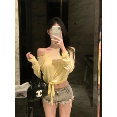 批发法式辣妹绑带长袖防晒针织衫两件套女夏季新款纯欲风外穿罩衫上衣
