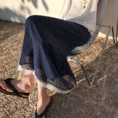 批发轻薄印花波点长款<b class='q'>半身裙</b>女夏季宽松垂坠显瘦直筒裙