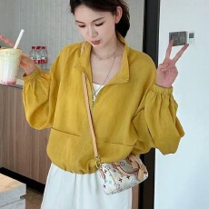 批发薄款立领防晒开衫外套女2025新款春夏季小个子洋气宽松百搭短上衣