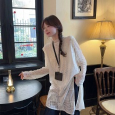 批发温柔不规则叠穿开叉镂空马甲衬<b class='q'>衫</b>女2025春夏新款小众时尚两件套