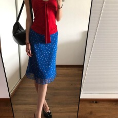批发欧美气质碎花蓝色裙子女2025夏季新款唯美好看高腰显瘦<b class='q'>百搭</b>半身裙