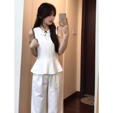 批发套<b class='q'>装</b>女2026夏季新款韩系减龄娃娃领无袖背心上衣高腰阔腿<b class='q'>裤</b><b class='q'>两件套</b>