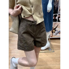 美式复古咖绿色阔腿牛仔短裤女2026夏季新款高腰显瘦辣妹a字热裤